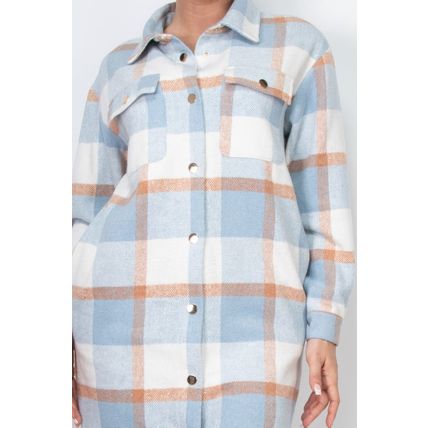 Plaid Buttoned Shacket Coat
