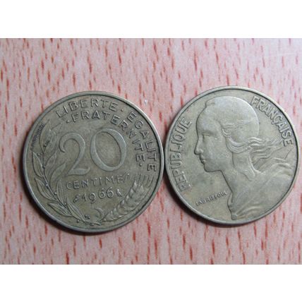 France Republic 1966 20 Centimes Coin