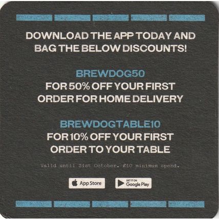 BEER MAT - BREWDOG - HOP DROP - (Cat No 073) - (2019)