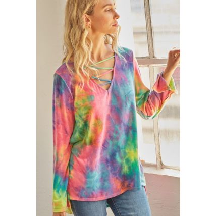 Tie-dye Cage Hi-low Top