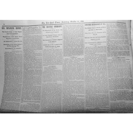 The New York Times, October 21, 1865 - Speeches at Cooper Union: Horace Greeley