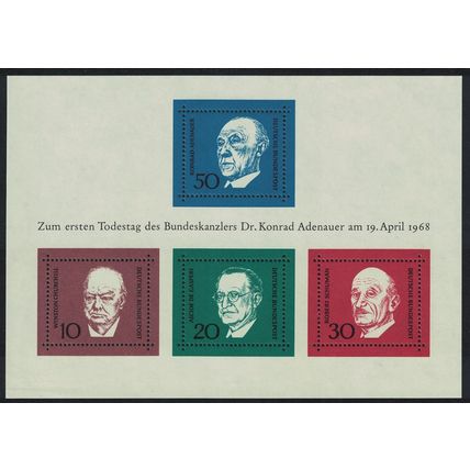 Germany Sir Winston Churchill Adenauer Commemoration MS 1968 MNH SG#MS1459