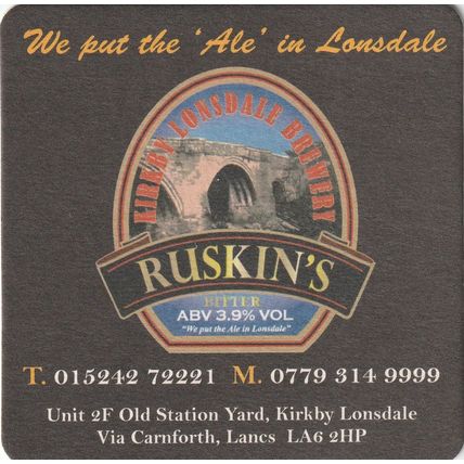 BEER MAT - KIRKBY LONSDALE BREWERY - RUSKIN'S BITTER - (Cat No 009) - (2012)