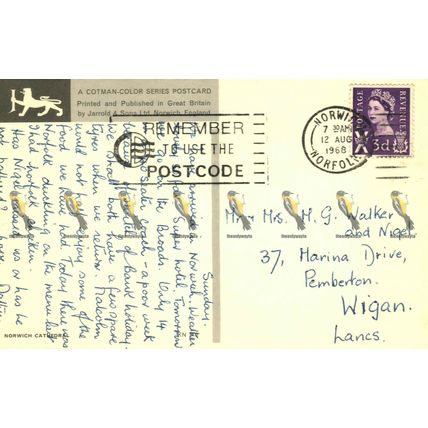 Norwich Cathedral, Norfolk, Cotman Color Postcard, 1968