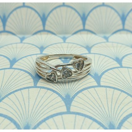 Vintage 925 Sterling Silver and Diamonique CZ Valentine Heart Ring with Box