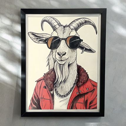 Groovy Goat Illustration Wall Art Goat Print Animal Goat Poster Picture Print (3