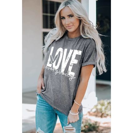 Gray LOVE everybody Graphic T-shirt