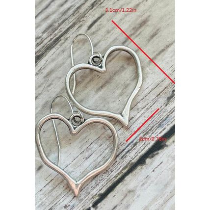 Silvery Heart Shape Hook Drop Earrings