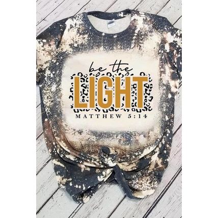 Multicolor LIGHT Letter Leopard Print Color Block Short Sleeve Top