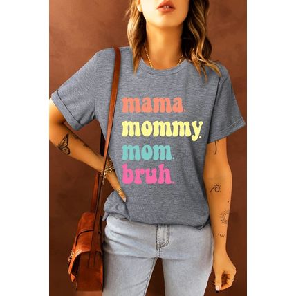 Gray mama mommy mom bruh Crew Neck Graphic Tee