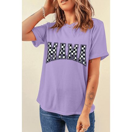 Wisteria Checkerboard MAMA Graphic Crewneck Tee
