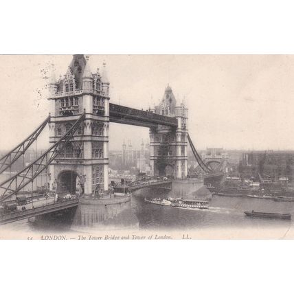 EC920 LONDON -TOWER BRIDGE @ TOWER OF LONDON LL PRINTED POSTCARD