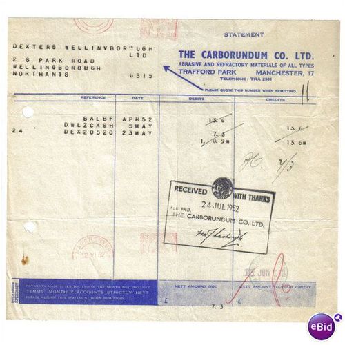 1952 THE CARBORUNDUM CO LTD ,MANCHESTER 24JUL52
