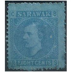 Sarawak 1875 SG6 8c Bright Blue/Blue Mounted Mint.
