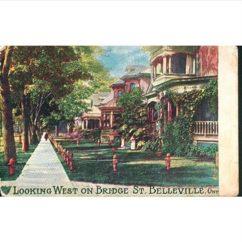 Antique Canada Postcard 1906 - West On Bridge St, Belleville Ontario