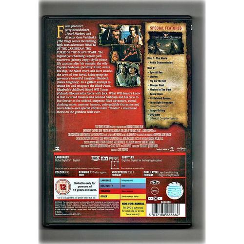 Pirates Of The Caribbean The Curse Of The Black Pearl, 2-Disc collectors Set