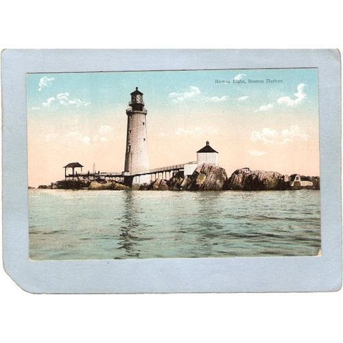 MA Boston Harbor Lighthouse Postcard Boston Light lighthouse_box1~402
