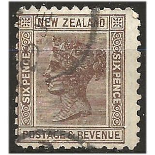 New Zealand 1897 SG243a 6d Black-Brown Perf 11 Good/Fine Used . .. .