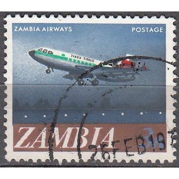 Zambia 1968 Michel 41 O Cote (2002) 0.10 Euro Zambia Airways avion Cachet rond