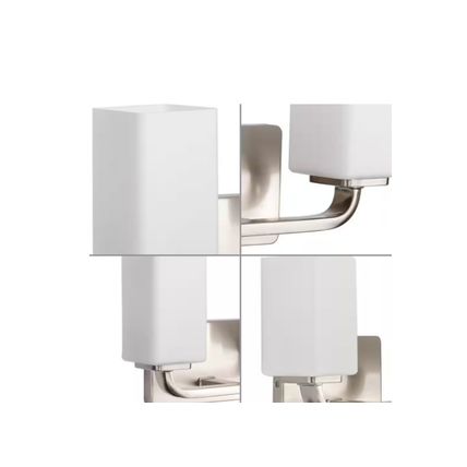 Progress Cowan 13.5" 2-Light Brushed Nickel Vanity Light w/ Etched Glass Shades