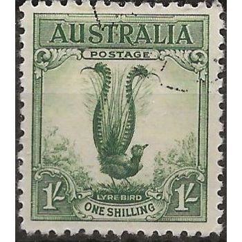 Australia 1932 SG140 1/- Green Fabulous Lyre Bird Very Fine Used ..
