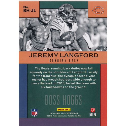 2016 Panini Playoff Football Boss Hoggs BH-JL Jeremy Langford Chicago Bears