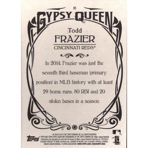 2015 Gypsy Queen Framed White Todd Frazier #15