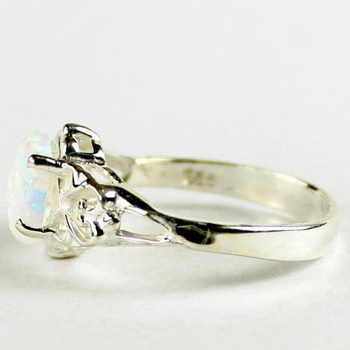 Created White Opal, 925 Sterling Silver Ring, SR302