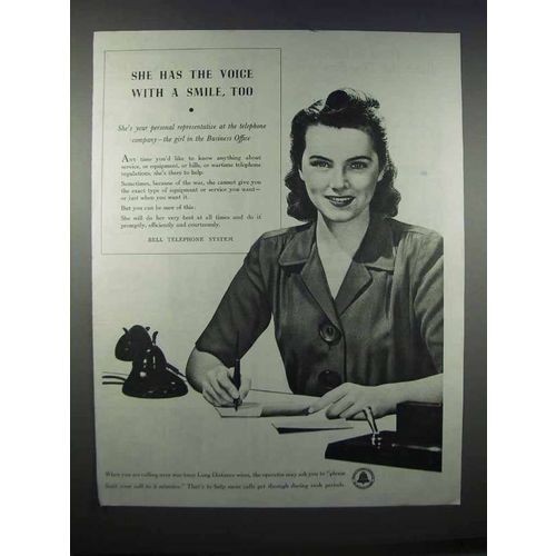 1944 Bell Telephone System Ad - She Has the Voice