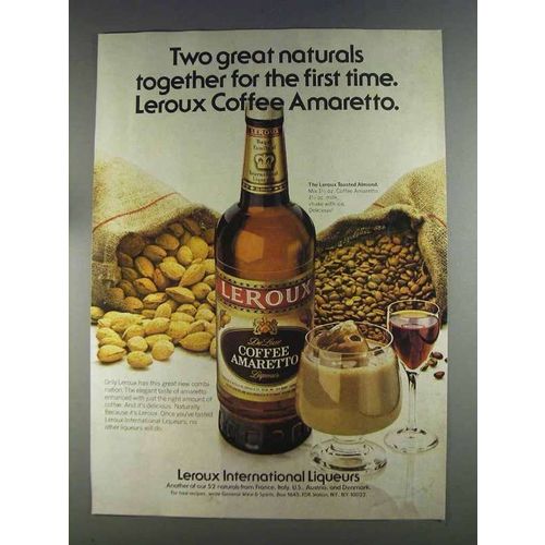 1980 Leroux Coffee Amaretto Liqueur Ad - Naturals