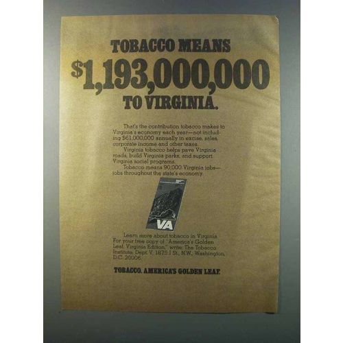 1981 The Tobacco Institute Ad - $1,193,000,000 Virginia