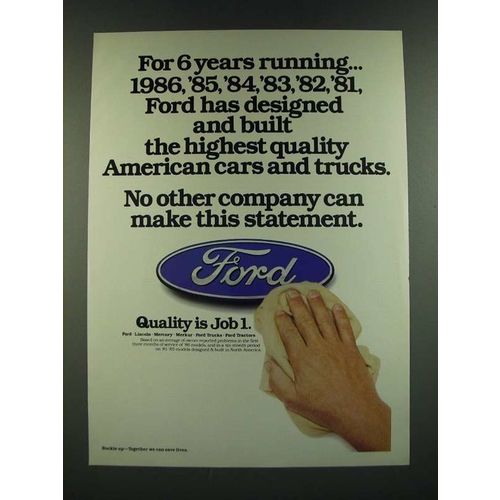 1986 Ford Motor Company Ad - For 6 Years Running
