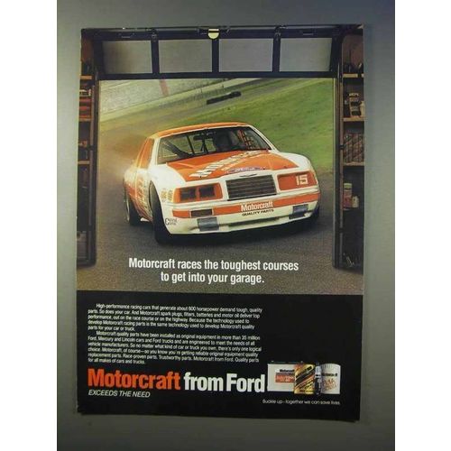 1986 Ford Motorcraft Auto Parts Ad - Races Toughest