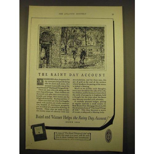 1924 Baird and Warner Ad - The rainy day account