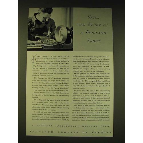 1936 Aluminum Company of America Ad - Skill was begot in a thousand shops