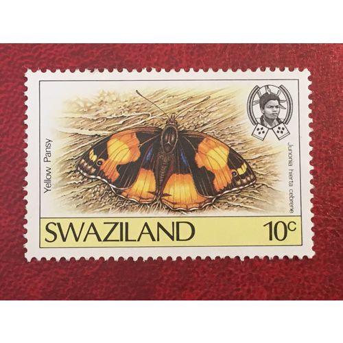 Swaziland QEII 1987 Butterflies 10c Yellow Pansy Used SG 516 Sc 506 stamp hierta