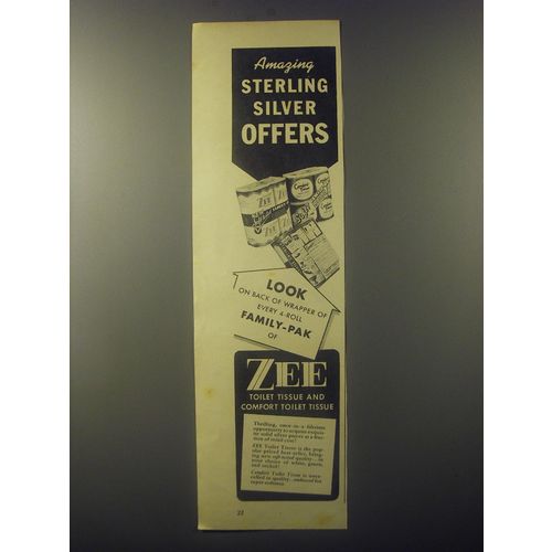 1942 Zee Toilet Tissue Ad - Amazing sterling silver offers
