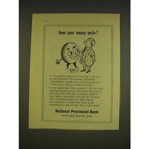 1955 National Provincial Bank Limited Ad - Does your money smile?