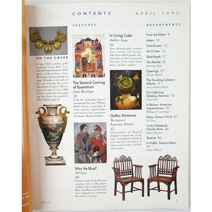 Art & Antiques Magazine April 1997, Pablo Picasso, Byzantium, Gothic Revival