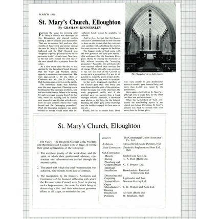 (4389) St Mary's Church Elloughton Fire Graham Kinnersley - 1966 Article