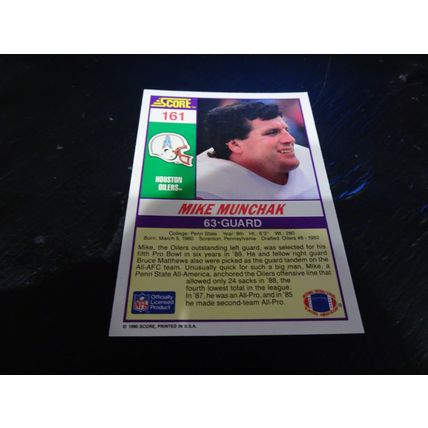 1990 Score Football Card # 161 Mike Munchak Excellent-Mint (6) Houston Oilers