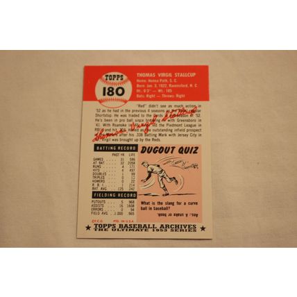 Thomas Virgil Stallcup 1991 Topps 1953 Archives NO. 180