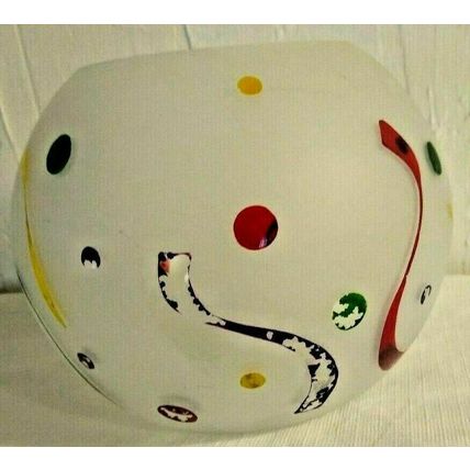 Teleflora Gift Circle Frosted Glass Bowl Hand Painted Confetti 41/2" H w/Holder
