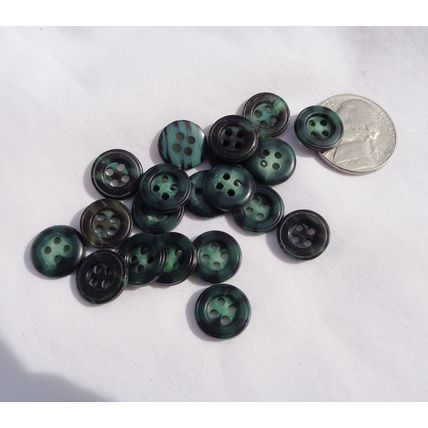 TT20 20 Black Green Mottle Shirt Buttons 12mm 7/16 Inch 4 Hole Crafting