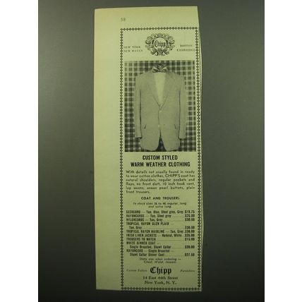 1950 Chipp Coat Ad - Custom Styled warm weather clothing