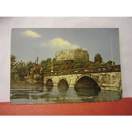 from the river, TAMWORTH CASTLE, STAFFORDSHIRE used postcard 1970 pm #