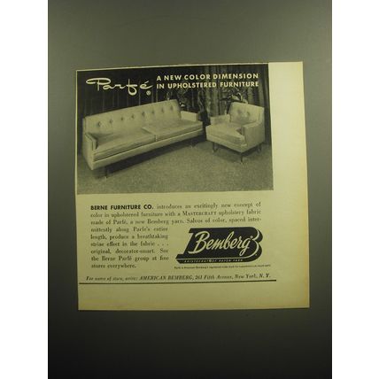 1958 Bemberg Parfe Yarn Advertisement - Berne Furniture