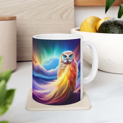 Beautiful Owl Standing in a Sea of Colors #7 Mug Ceramic Coffee Mug 11oz