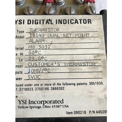 YSI 18140 THERMISTER DIGITAL INDICATOR,YELLOW SPRING 18140 DUAL SET POINT,ER