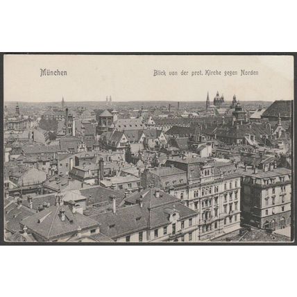 Blick von der Protestant Kirche gegen Norden, München, c.1910s - FJ Huber AK